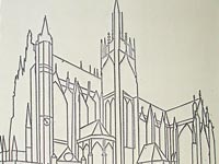 Description d'image: Un dessin de la cathdrale en relief dans un guide de tourisme en braille