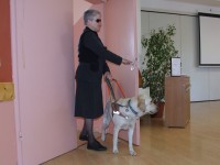 Foto: Christiane Ney demonstriert die Arbeit mit ihrem neuen Fhrhund Vodka.