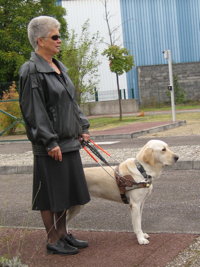 Foto: Christian Ney mit Fhrhund Vodka bei der Demonstration