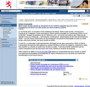 Image: page web du Gouvernement