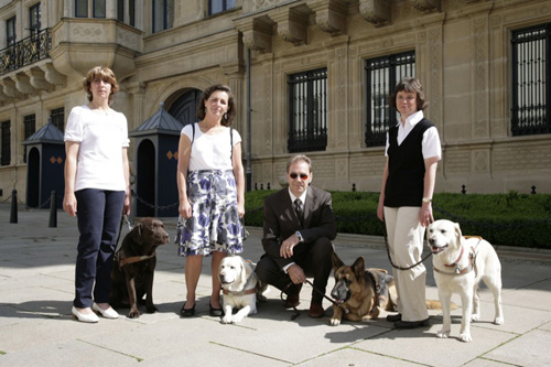 Foto: Blindenfhrhunde und ihre Meister