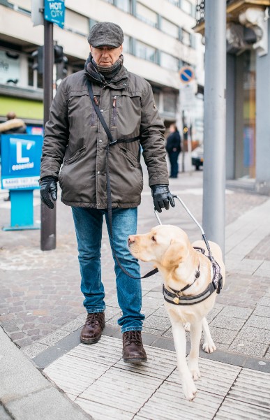 Roland Welter avec chien guide